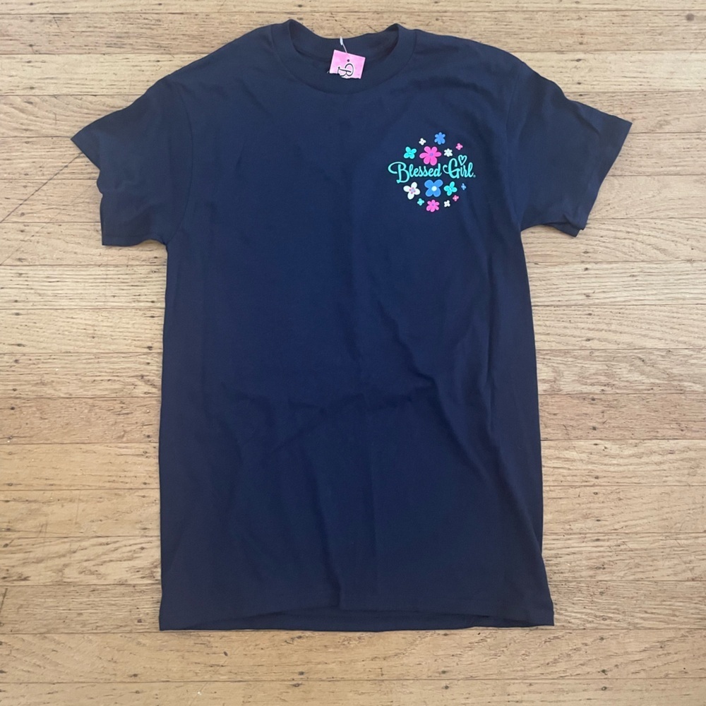 Blessed Girl Tumbler Navy Blue Graphic T-Shirt